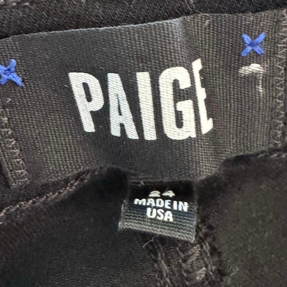 Paige Maternity Verdugo Ultra Skinny Elastic Insets Black Denim Jeans Women’s 24 - Picture 8 of 16